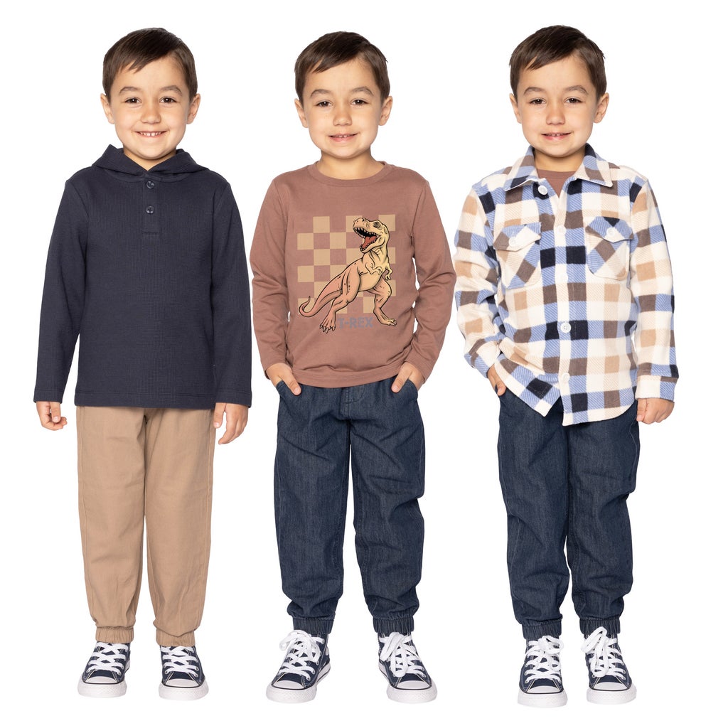 Pekkle Kids Tops, 3-pack - Brown
