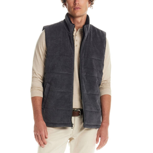 Weatherproof Vintage Men’s Sherpa Lined Cord Vest - Grey
