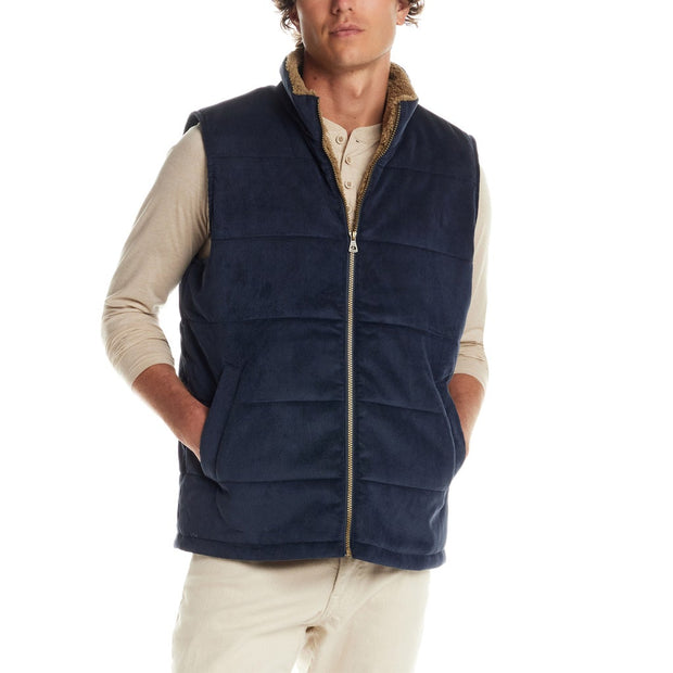 Weatherproof Vintage Men’s Sherpa Lined Cord Vest - Navy
