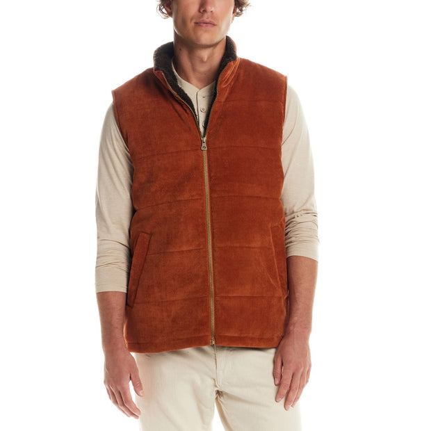 Weatherproof Vintage Men’s Sherpa Lined Cord Vest - Orange
