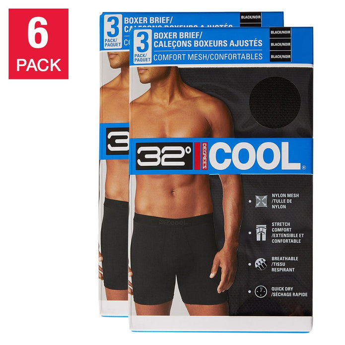 32 Degrees Men’s Comfort Mesh Boxer Brief, 6-pack - Black