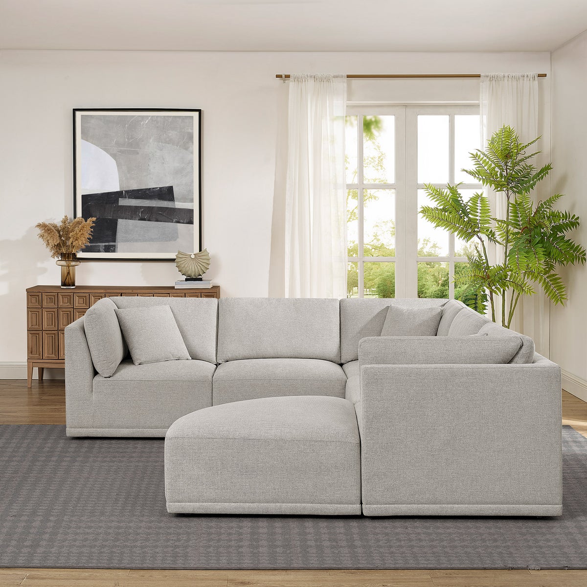 Thomasville 6-piece Modular Fabric Sectional with Ottoman