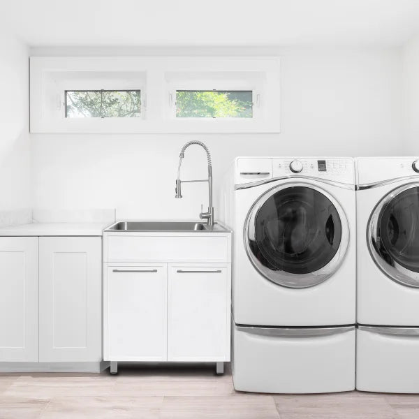 Transform 28 in. All-In-One RTA Laundry Cabinet with Stainless Steel Sink and Faucet