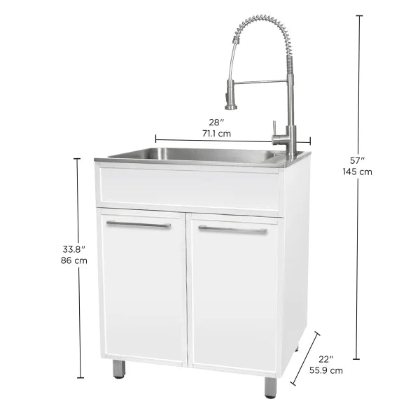 Transform 28 in. All-In-One RTA Laundry Cabinet with Stainless Steel Sink and Faucet