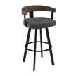 Amisco Lars Swivel Counter Stool in Polyester Fabric, Charcoal Grey
