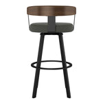 Amisco Lars Swivel Counter Stool in Polyester Fabric, Charcoal Grey
