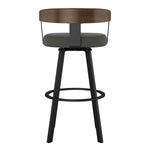 Amisco Lars Swivel Counter Stool in Polyester Fabric, Charcoal Grey