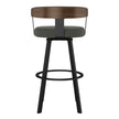 Amisco Lars Swivel Counter Stool in Polyester Fabric, Charcoal Grey