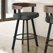Amisco Lars Swivel Counter Stool in Polyester Fabric, Charcoal Grey