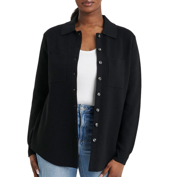 Como Vintage Women's Knit Shirt Jacket - Black