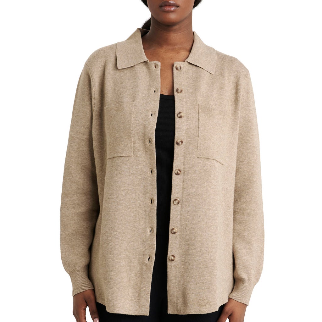 Como Vintage Women's Knit Shirt Jacket - Brown