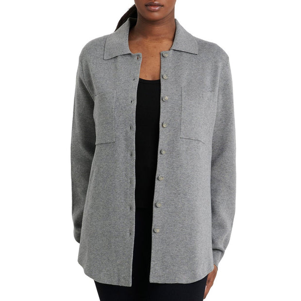 Como Vintage Women's Knit Shirt Jacket - Grey