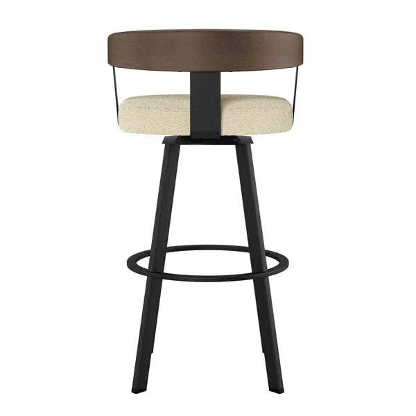 Amisco Lars Swivel Counter Stool in Polyester Fabric, Cream