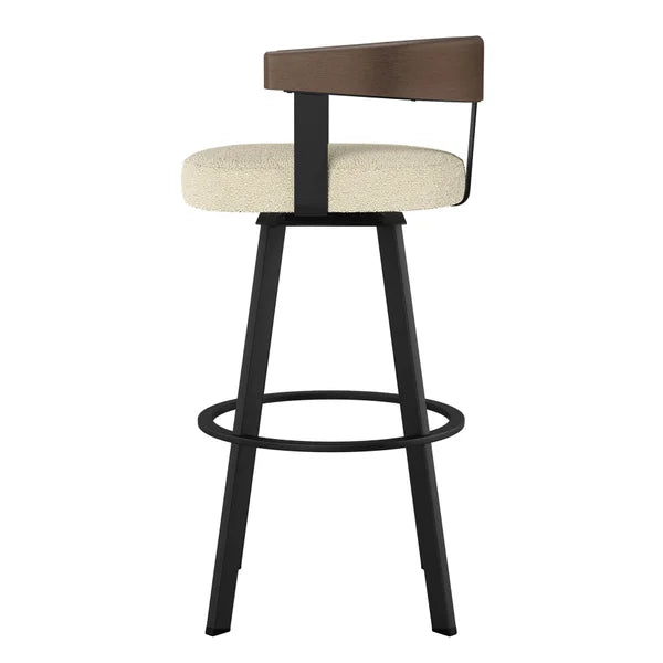 Amisco Lars Swivel Counter Stool in Polyester Fabric, Cream
