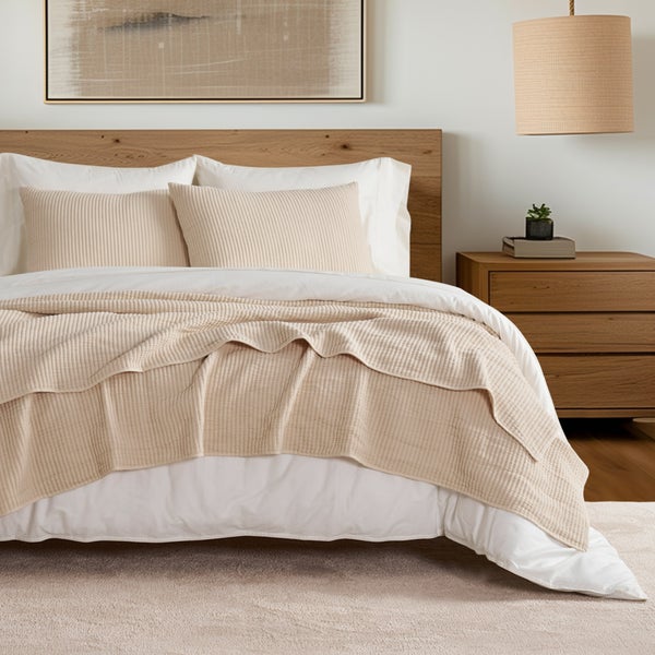 Cotton Ribbed Quilted Coverlet Set