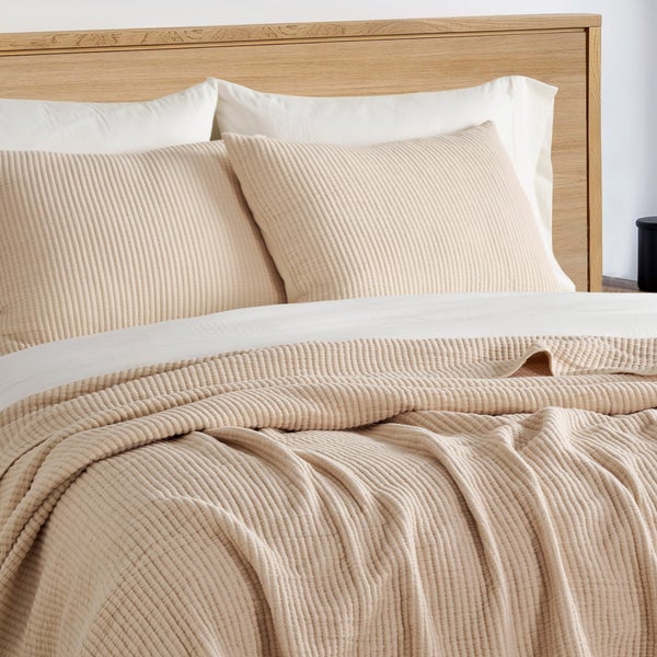 Cotton Ribbed Quilted Coverlet Set