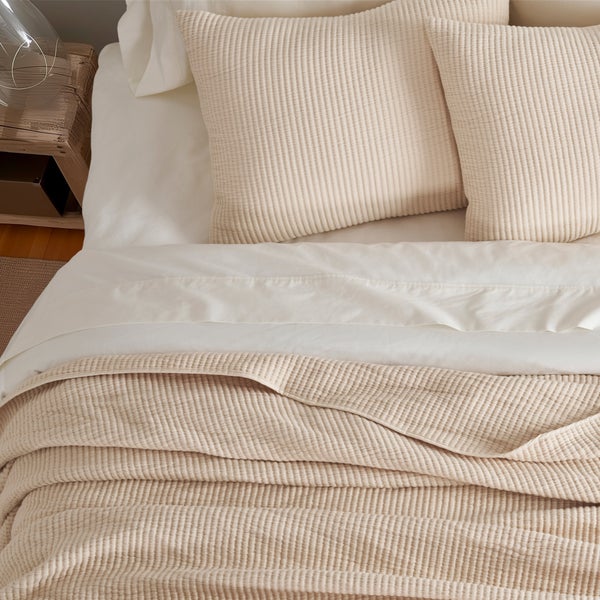 Cotton Ribbed Quilted Coverlet Set