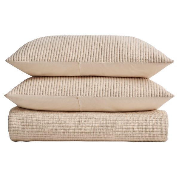 Cotton Ribbed Quilted Coverlet Set
