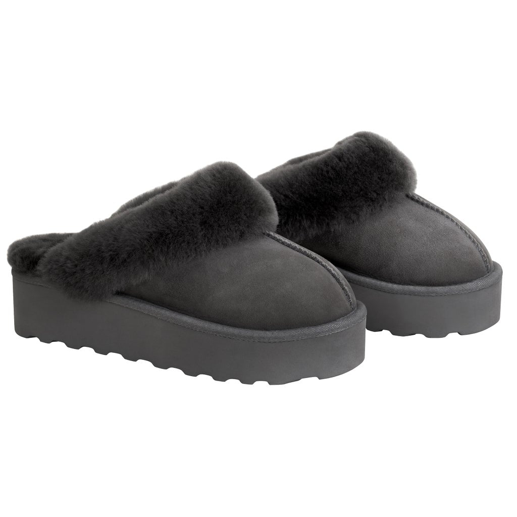 Kirkland Signature Women's Shearling Platform Slipper - Grey