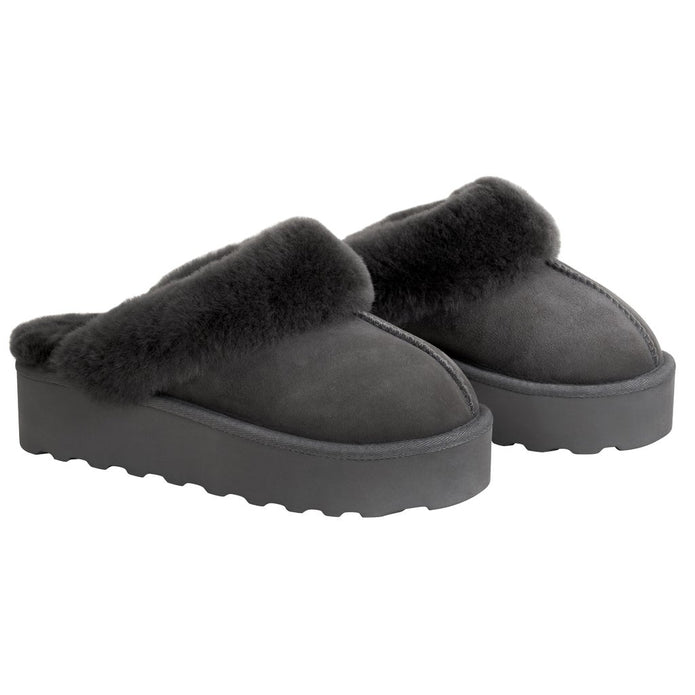 Kirkland Signature Women's Shearling Platform Slipper - Grey