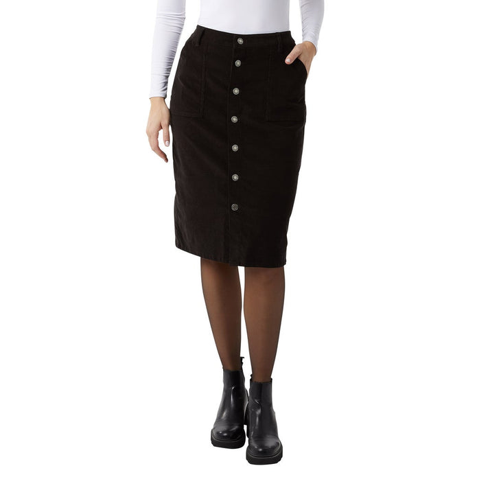 32 Degrees Women's Corduroy Midi Skirt - Black