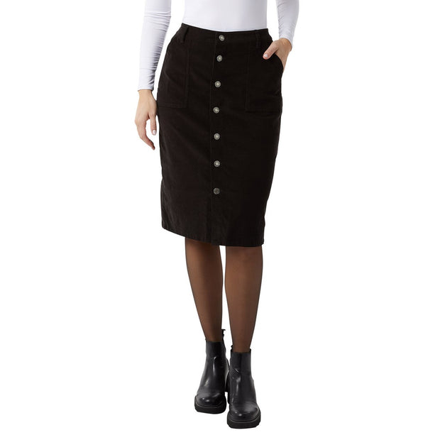 32 Degrees Women's Corduroy Midi Skirt - Black