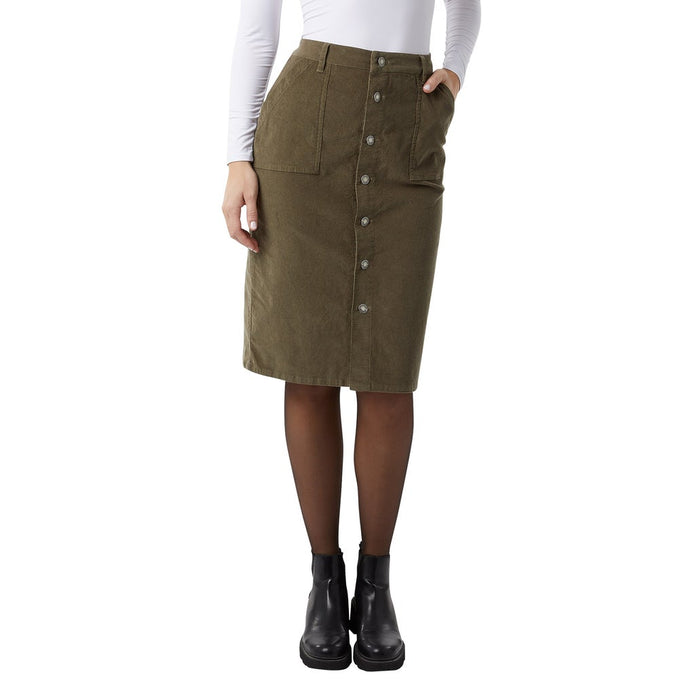 32 Degrees Women's Corduroy Midi Skirt - Green