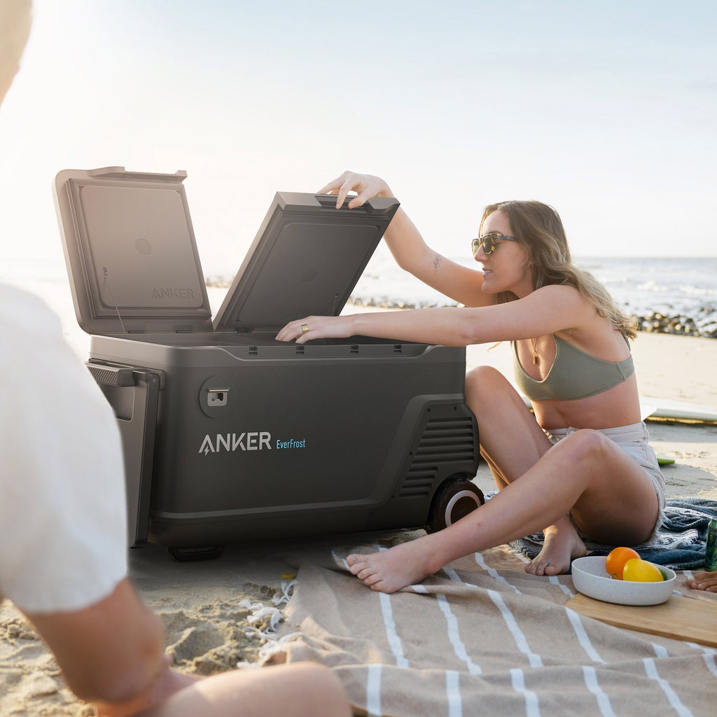 Anker Solix EverFrost 2, 58L Electric Cooler, with extra removable battery and 100W solar panel