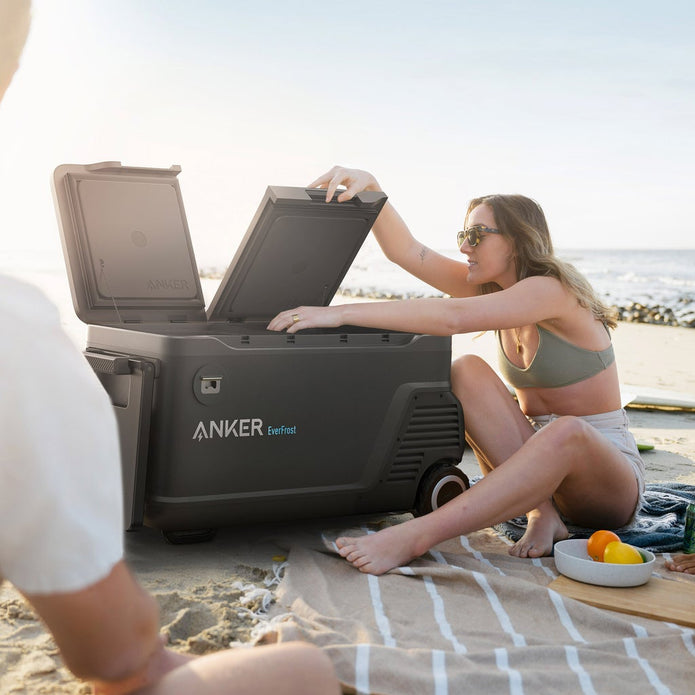 Anker Solix EverFrost 2, 58L Electric Cooler, with extra removable battery and 100W solar panel