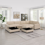 Dellamore 5-piece Fabric Sectional with Storage Ottoman