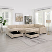 Dellamore 5-piece Fabric Sectional with Storage Ottoman