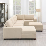 Dellamore 5-piece Fabric Sectional with Storage Ottoman