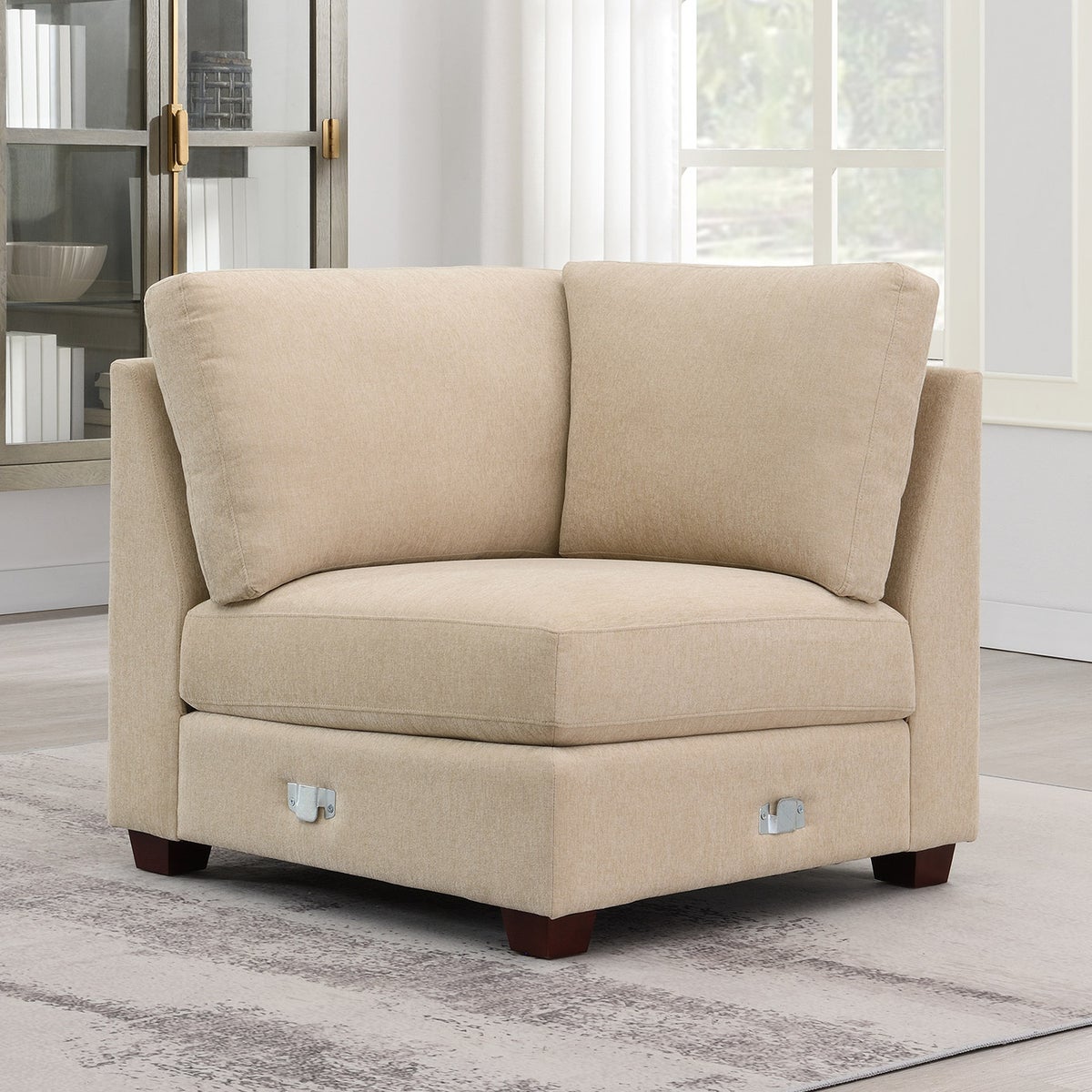 Dellamore 5-piece Fabric Sectional with Storage Ottoman