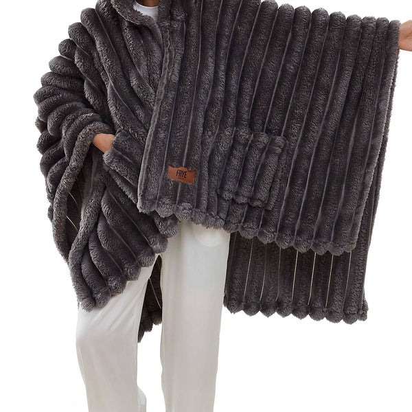 Frye Plush Faux Fur Wearable Throw