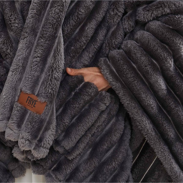 Frye Plush Faux Fur Wearable Throw