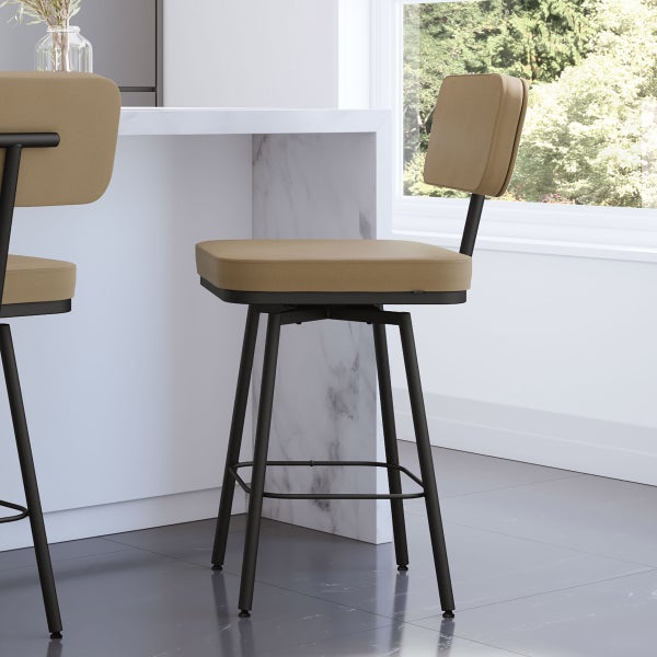 Amisco Tereza Swivel Counter Stool in Polyurethane, Tan
