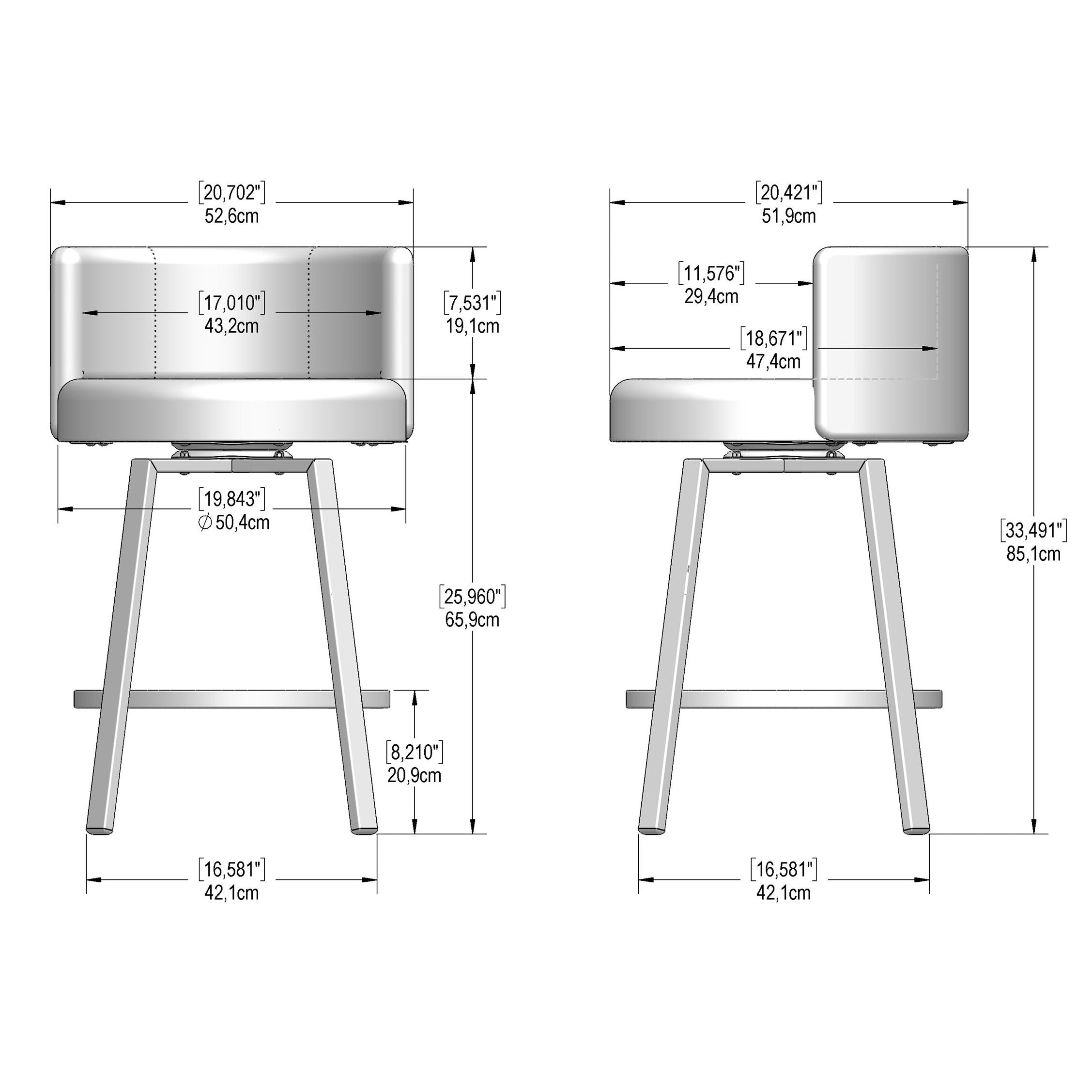 Amisco Cristina Swivel Counter Stool, Bronze Metal Frame