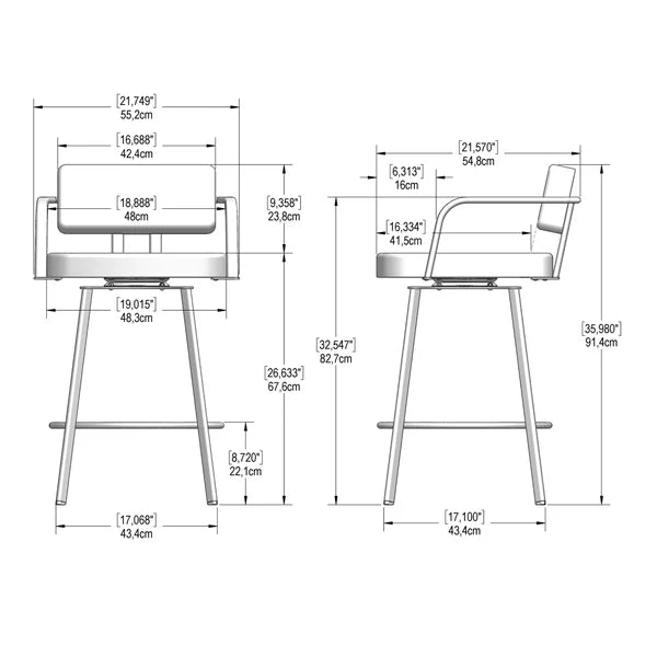 Amisco Triana Swivel Counter Stool in Bouclé Polyester