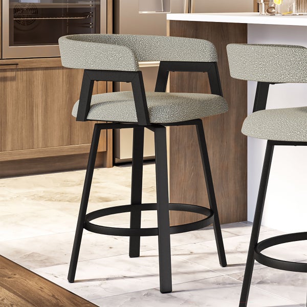 Amisco Caris Swivel Counter Stool Black Metal Frame
