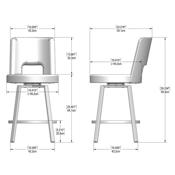 Amisco Beckett Swivel Counter Stool Black Metal Frame