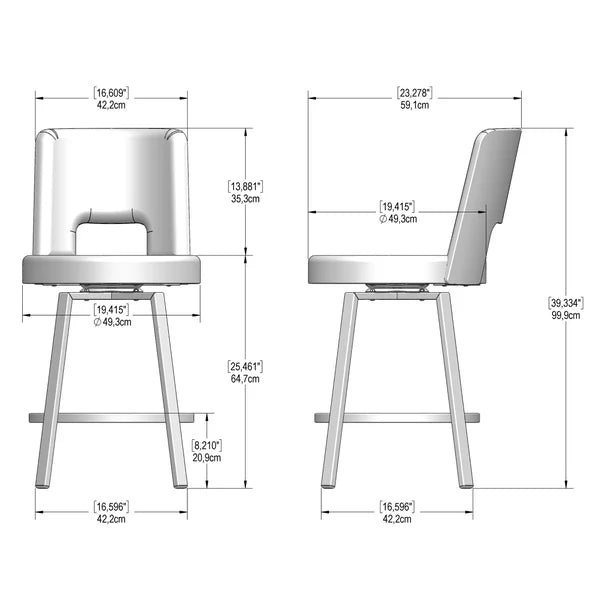 Amisco Beckett Swivel Counter Stool Black Metal Frame