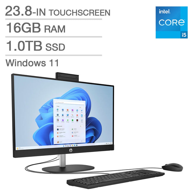 HP 23.8-in. All-in-One Touchscreen Desktop, Intel Core i5-1334U– 16GB RAM, 1TB SSD