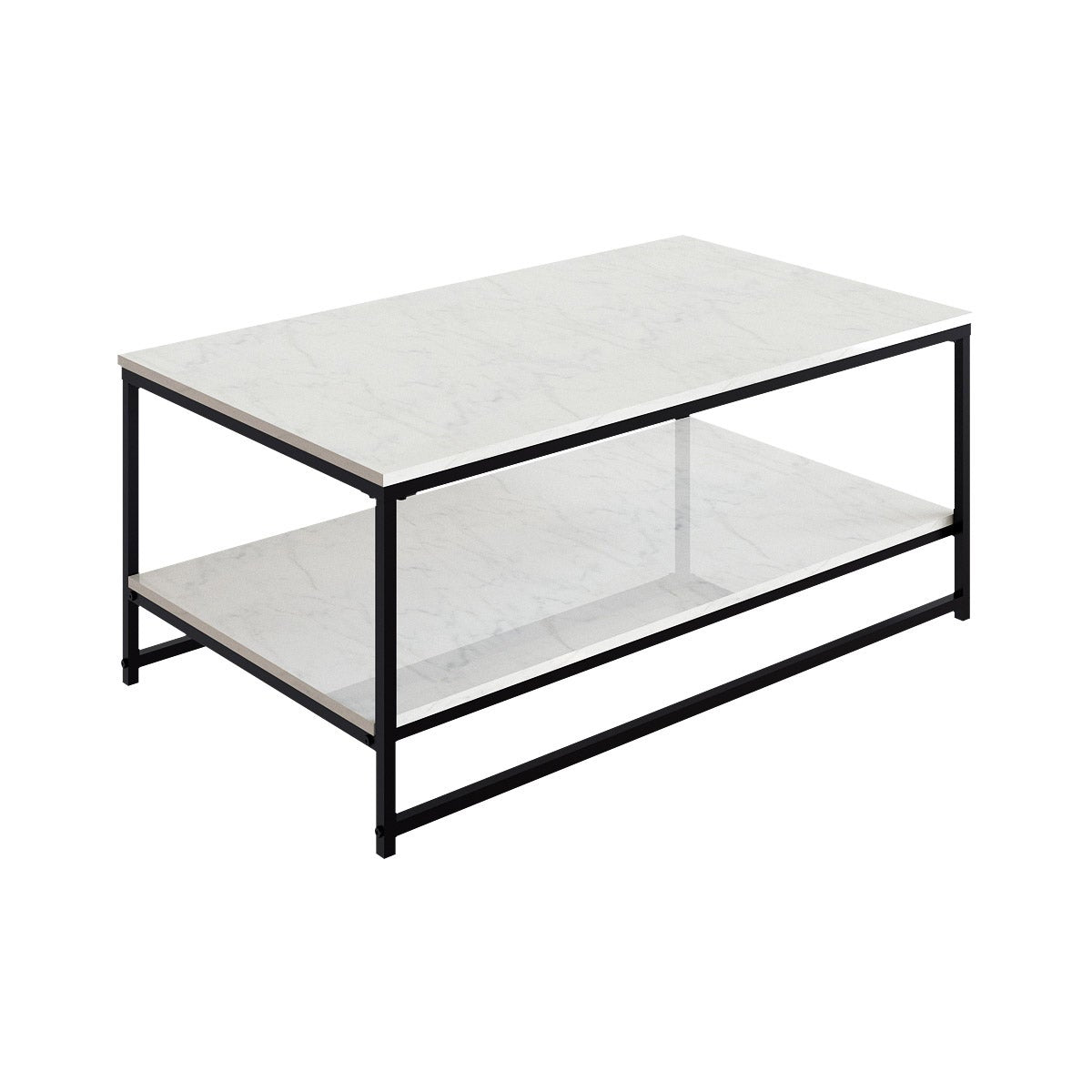 Appollo Brigitte 2-tiered Metal Coffee Table with Marble Top
