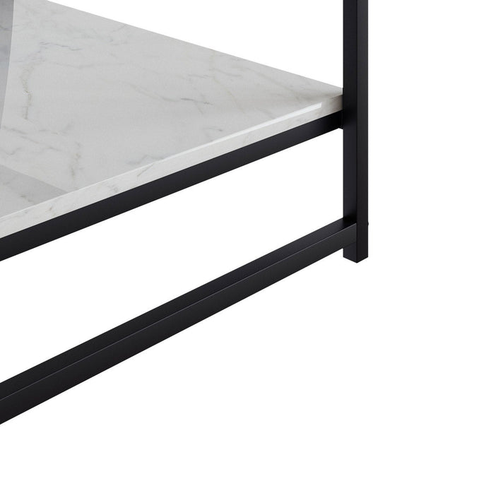 Appollo Brigitte 2-tiered Metal Coffee Table with Marble Top