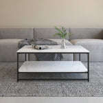 Appollo Brigitte 2-tiered Metal Coffee Table with Marble Top