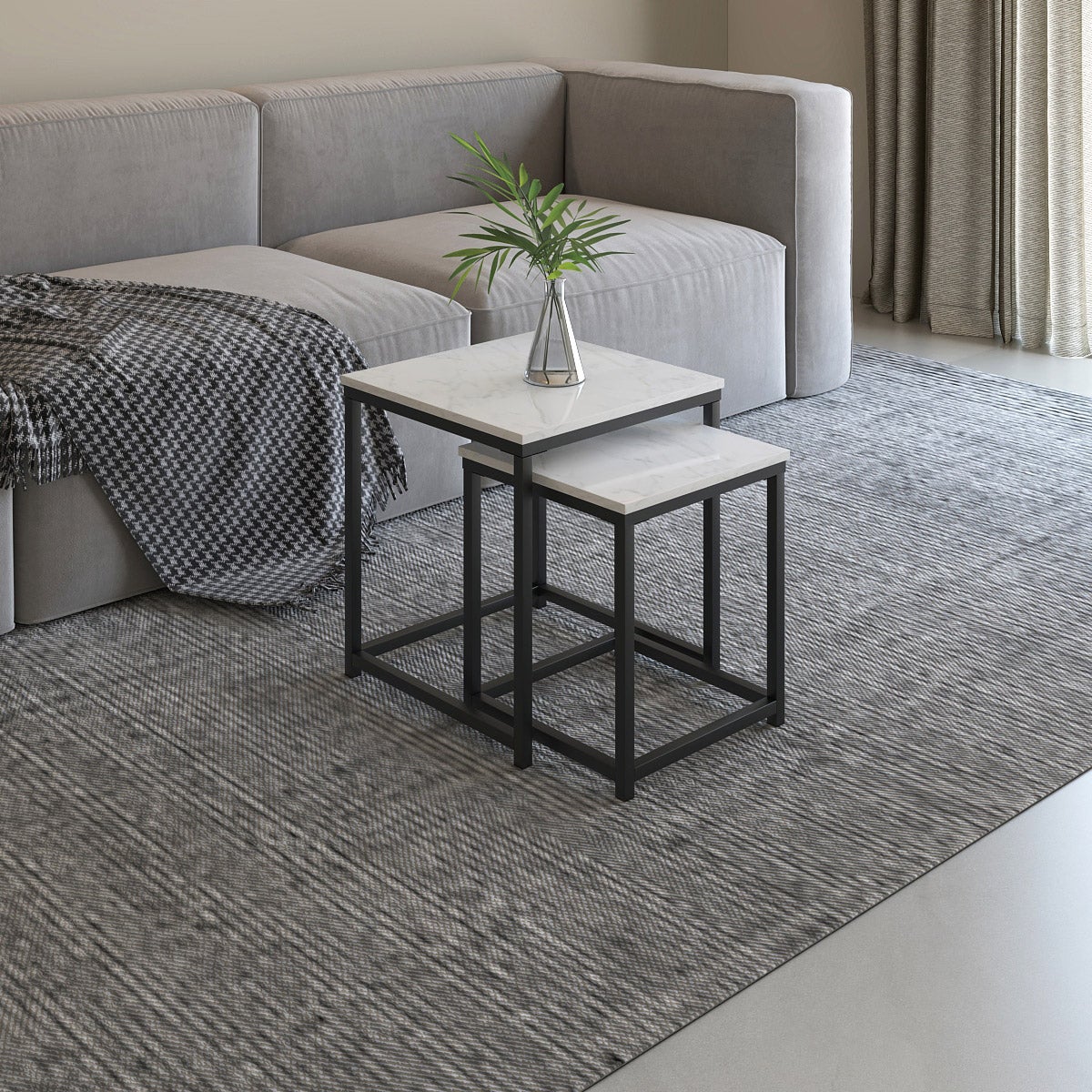 Appollo Roland Nesting Side Tables with Marble Top