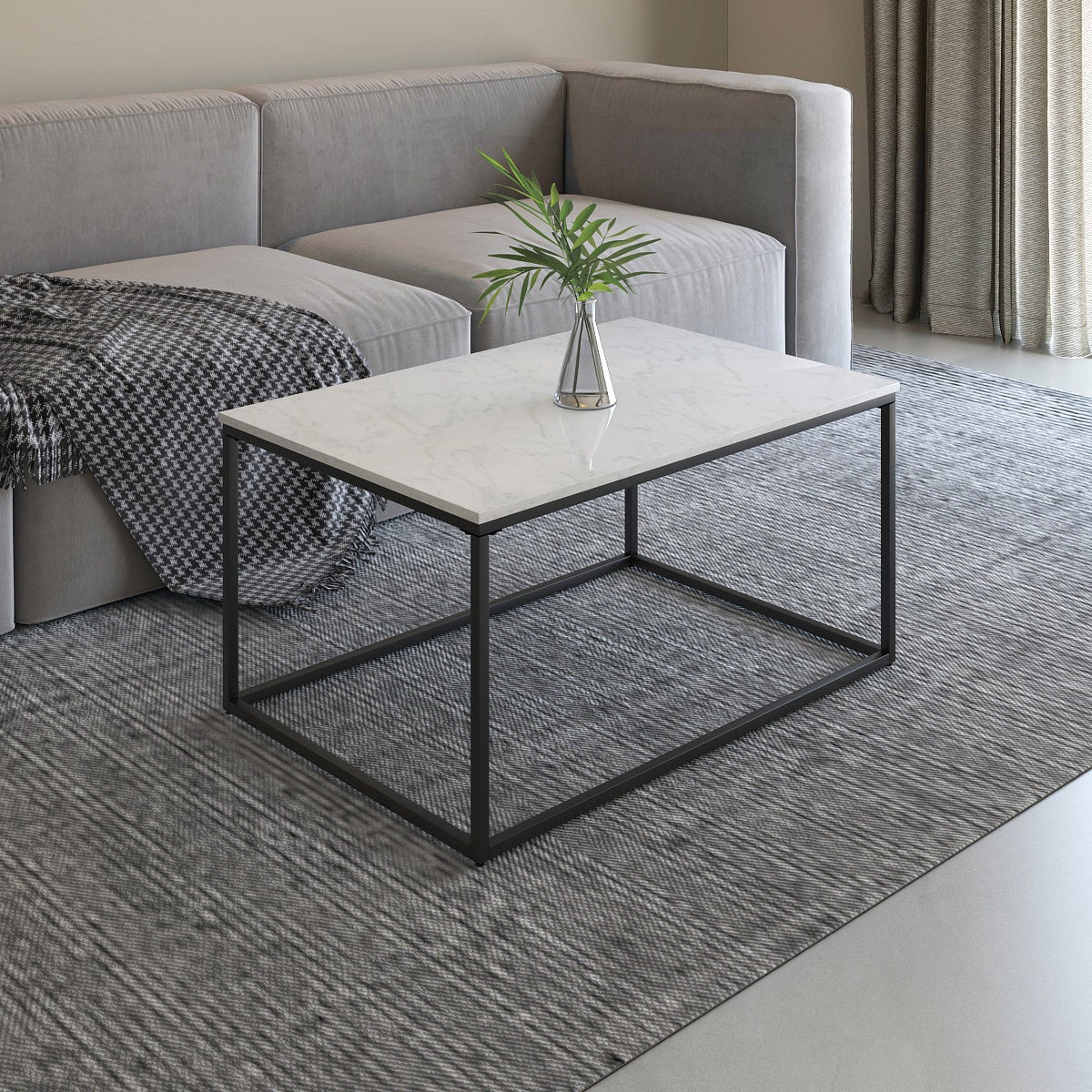 Appollo Josiane Metal Coffee Table with Marble Top