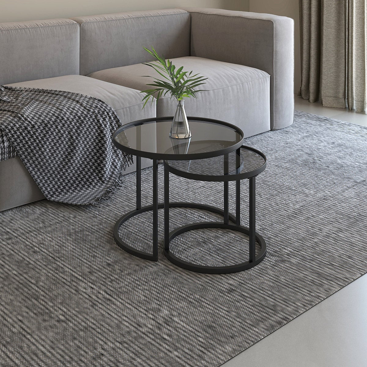 Appollo Lucienne Nested Round Coffee Tables with Tempered Glass Top