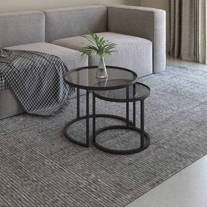 Appollo Lucienne Nested Round Coffee Tables with Tempered Glass Top