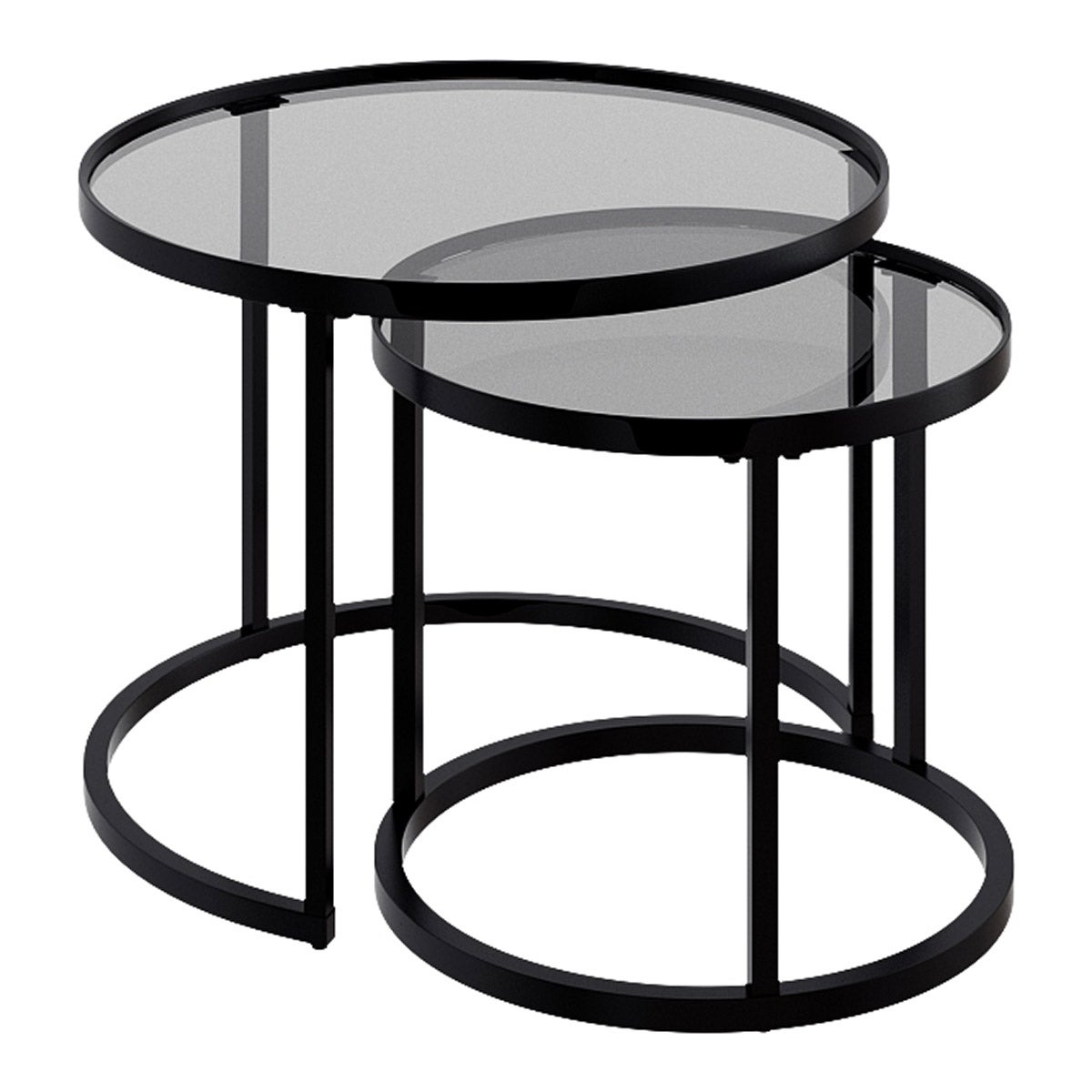 Appollo Lucienne Nested Round Coffee Tables with Tempered Glass Top